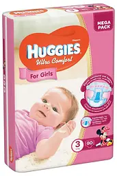 Підгузки для дівчаток Huggies Ultra Comfort 3 (5-9 кг), 80 шт. - мініатюра 2