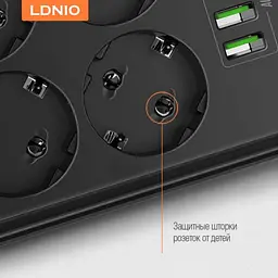 Мережний фільтр LDNIO SE6403 6 розеток і 4 USB 2 м Чорний - мініатюра 3