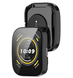 Чохол-накладка DK для Xiaomi Amazfit Bip 5 Пластик Gloss Скло Full Cover Black - мініатюра 2