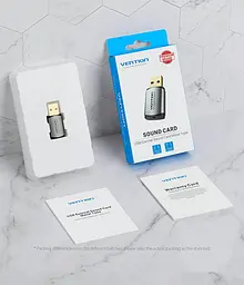 Звукова карта USB AUX jack, TRRS Metal (OMTP-CTIA) Vention сіра - мініатюра 2