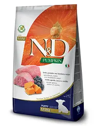 Беззерновий сухий корм Farmina N&D GRAIN FREE PUMPKIN DOG PUPPY MINI для цуценят дрібних порід (гарбуз/ягня/чорниця) 2,5 кг