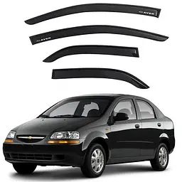 Дефлектори вікон вітровики Chevrolet Aveo T200 2002-2006 Седан Скотч 3M Voron Glass