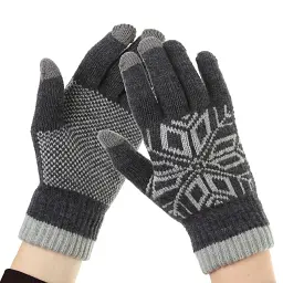 Сенсорные перчатки ArmorStandart Touch Gloves Snowflake с орнаментом Light Grey