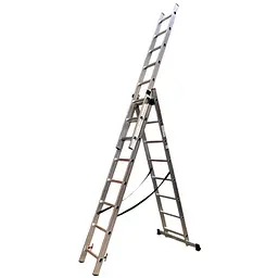 Драбина алюмінієва трисекційна GTM KME308 3x8 сходинок 2.18-4.88м (KME308) (39945)