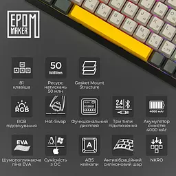 Клавіатура Epomaker AK820 Pro Gift Switch Black механічна бездротова (AK820-PRO-B-G) - мініатюра 16