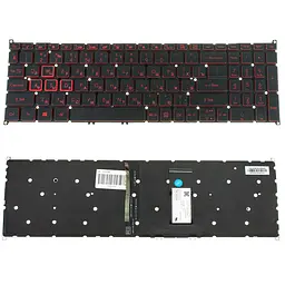 Клавіатура для ноутбука ACER (AS: SP515-51) rus чорний без кадру підсвічування клавіш (ЧЕРВОНИЙ)