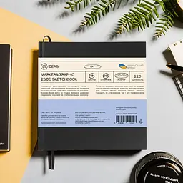 Скетчбук для маркерів PU 120*120 мм., 48 аркушів, 220 г/м2, чорна обкладинка, 99IDEA9-SBDS12X12BL - мініатюра 4