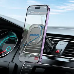 Автотримач Hoco H28 Rainbow ring magnetic car holderair outlet Чорний - мініатюра 2