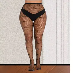 Колготки в сітку з кажанами жіночі one size чорні - мініатюра 4