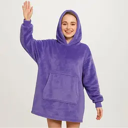 Толстовка-плед з капюшоном Huggle Hoodie Ultra Plush Blanket | Плюшева кофта | Плед із рукавами Oversize Фіолетовий