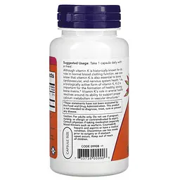 Вітаміни та мінерали NOW Vitamin K2 100 mcg, 100 вегакапсул - мініатюра 3