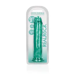Фалоімітатор RealRock Crystal Clear 9'' 23 см (зелений) - мініатюра 6