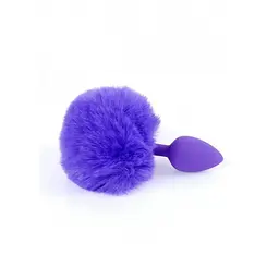 Анальна пробка з хвостом B-Series Jewellery Silicon PLUG Bunny Tail Purple, 6,5х2,7 см, фіолетовий - мініатюра 4