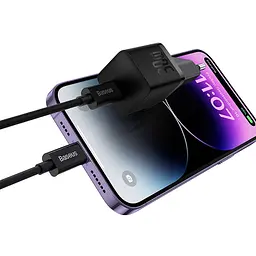 МЗП Baseus GaN5 Fast Charger (mini) 30W (1USB-C) + кабель Type-C to Type-C (P10110902) Cluster Black - мініатюра 3