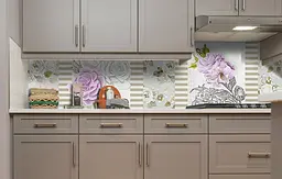 Вініловий кухонний фартух Смужки наклейка для кухні ПВХ квіти Абстракція Бежевий Happy Pocket Z181763 - мініатюра 2