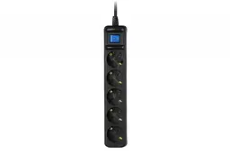 Мережевий фільтр 2E-U05ESM3BK 5XSchuko з вимикачем, 3G 1,0 мм, 3 м, чорний - мініатюра 4