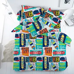 Комплект постільної білизни Ecotton дитячий полуторний 143х215 см Скейт зелений (22608)
