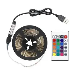 Стрічка світлодіодна RGB 5050 з пультом від USB 5V для фонового підсвічування в силіконі UKC 5 метрів