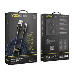 Кабель для заряджання та обміну даними Yoki YK-SM31 SMART Series USB/Lightning 12W 2.4A/5V 2 м Чорно-Синій - мініатюра 2