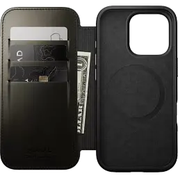 Шкіряний чохол-книжка Nomad Horween Leather Folio Case Green Chrome для iPhone 16 Pro (NM01385585) [Limited Edition] - мініатюра 2