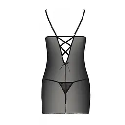 Сорочка з вирізами на грудях, стрінги Passion LOVELIA CHEMISE S/M, black - мініатюра 6