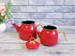 Двоярусний емальований чайник O.M.S. Collection 10800-Red (1/2 л) - мініатюра 3