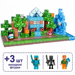 Магнітний конструктор Minecraft 100 шт + ПОДАРУНОК 3 фігурки по грі Майнкрафт Будинок з пандами Mk001001 - мініатюра 2