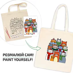Набір екосумка-розмальовка „Коти в шапках“ бавовна 220 г/м2, 38х42см ROSA Talent [CD] - мініатюра 3