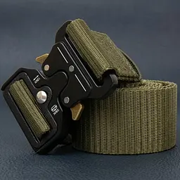 Текстильний ремінь із чорною пряжкою 20549 Vintage хакі 100 см