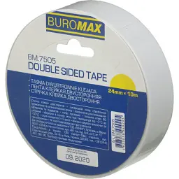 Скотч Buromax двосторонній на паперовій основі 24 мм х 10 м, прозорий (BM.7505)