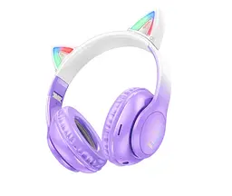 Бездротові навушники Hoco Cat ears BT headphones W42 |BT5.3, AUX/TF, 10h| Purple grape