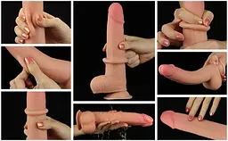 Фалоімітатор LoveToy Sliding-Skin Dual Layer Dong 9" Flesh 23 см тілесний - мініатюра 13