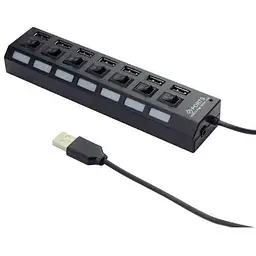 Хаб Usb Gembird UHB-U2P7-03, чорний, Usb 2.0 - 7xUsb 2.0, кабель 55 см
