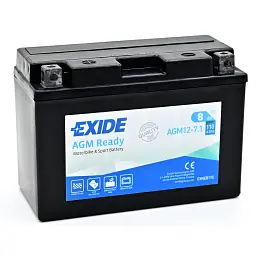 Акумулятор автомобільний EXIDE Мото Ready AGM 8Ah (+/-) (110EN) (AGM12-7.1) - мініатюра 2