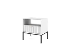 Тумба приліжкова Perfect Home Нова / Nova з 1 шухлядою і чорними ніжками S54 Білий (PFH-091260) - мініатюра 4