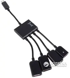 Хаб USB OTG Lapara 3 порта USB 2.0 + 1 порт MicroUSB мультифункц. для смартфонов и планшетов черный (LA-MicroUSB-OTG-HUB черный)
