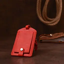 Вінтажна шкіряна бірка на валізу Shvigel 16556 червона - мініатюра 8