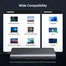 Концентратор Ugreen USB-C to 2xUSB 3.2 + 2xUSB-C 3.2 + 2xHDMI + DP 4K60Hz + PD 100W CM639 gray (35625) - мініатюра 5