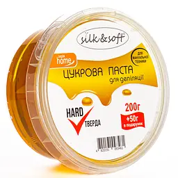 Цукрова паста для депіляції Silk&Soft в домашніх умовах мануальна 250 г №02 Тверда
