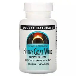 Епімедіум Source Naturals Horny Goat Weed 1000 mg, 30 таблеток для підтримки сексуальної енергії