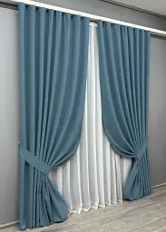 Комплект штор VR-Textil Ashen Night блекаут 2 шт 150x290 см синій (1852ш) - мініатюра 3
