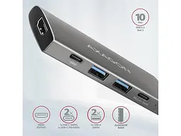 Мультипортовий адаптер AXAGON Speedster 5in1 rev2.0 Grey (HMC-5G2) - мініатюра 2