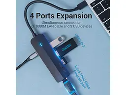 Док-станція для ноутбука Vention Hub USB 3.1 Type-C Multi-Function 5 in 1 Black (TGPBB) - мініатюра 2