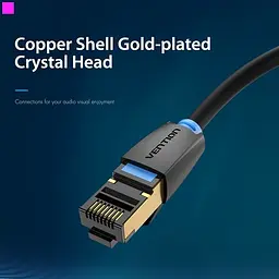 Патч-корд Vention CAT 8 SFTP Ethernet, 0.5 m, Black (IKABD) - мініатюра 2