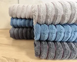 Набір махрових турецьких рушників Zeron 50х90 3 штуки + 70х140 3 штуки Microcotton Dalgali Desen - мініатюра 3