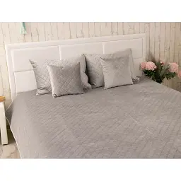 Покривало Руно двостороннє декоративне Velour сіре ромб 180х220 см - мініатюра 6