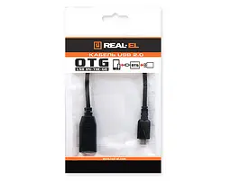 Кабель REAL-EL USB - micro USB V 2.0 (F/M), 0.1 м, чорний (EL123500014) - мініатюра 2