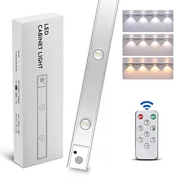 LED світильник cat's eye 60-2S з пультом, акумулятором, датчиком руху та освітленості 60 см 2W алюмінієвий сріблястий