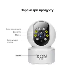 IP-камера поворотна XON SmartCam Wi-Fi 1080P (VTWEW21YW 4873) Біла - мініатюра 5