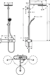 Душова система Hansgrohe Pulsify Showerpipe 260 1jet з термостатом Chrome 24220000, Хром - мініатюра 3